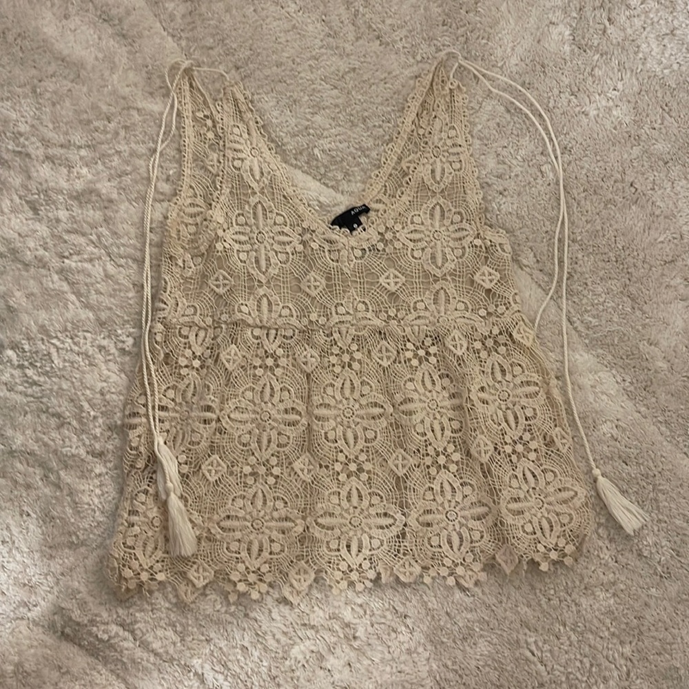 Aqua, adjustable boho tank top